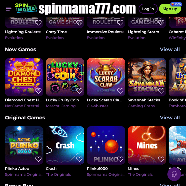 Sekcja Nowych Gier i Oryginalnych Gier Spinmama