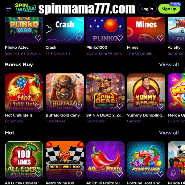 Spinmama Casino Homepage Übersicht