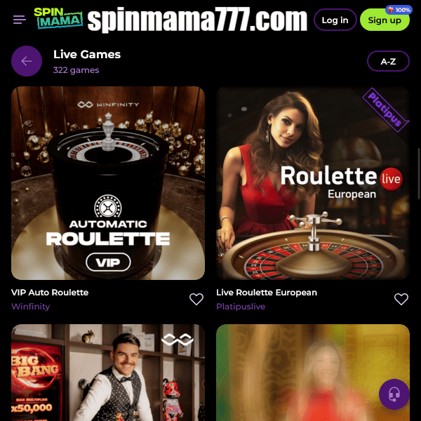 Pagina 3 dei giochi dal vivo di Spinmama